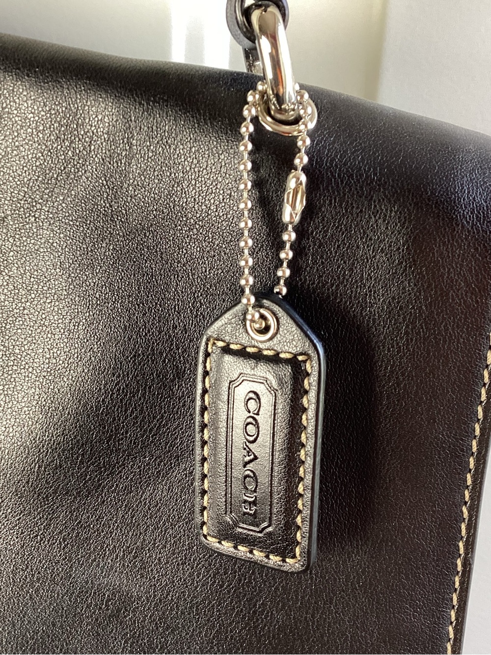 Coach Black Leather Shoulder Bag with Silver Hardware Flap-Over Closure - Picture 9 of 9